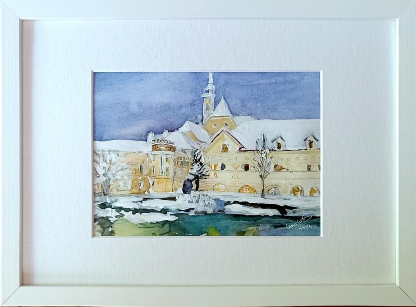 Scheibbs Altstadtblick bei Schnee