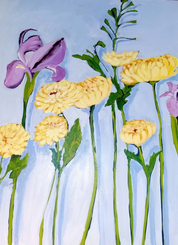 Blumen Lila und Gelborange